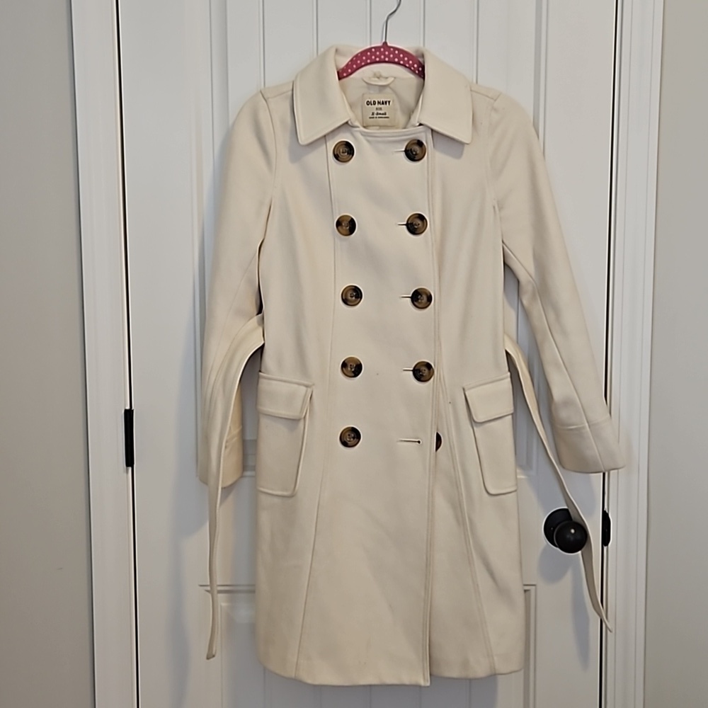 Women's Ivory Pea coat Size XS